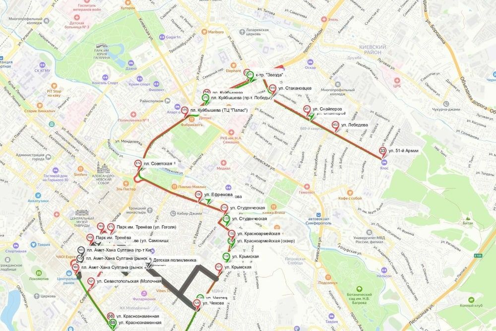 Изменены схемы движения муниципальных автобусных маршрутов в Симферополе