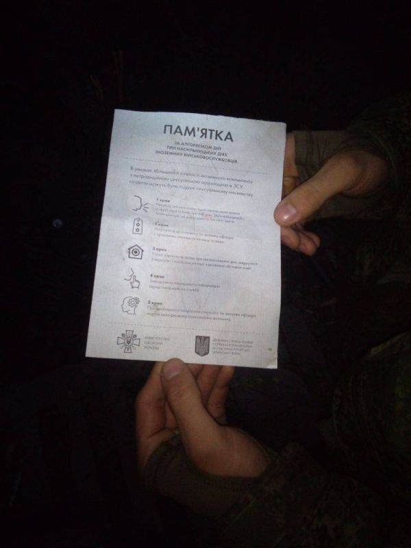 Памятки по алгоритму действий при сексуальном насилии со стороны иностранных наемников в рядах ВСУ