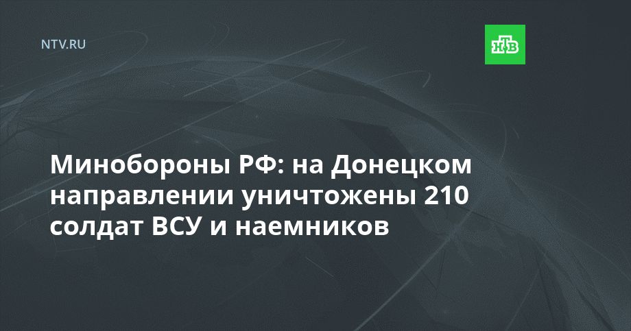 Минобороны РФ: на Донецком направлении уничтожены 210 солдат ВСУ и наемников