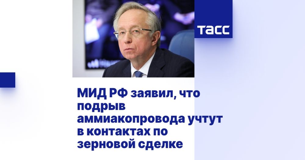 МИД РФ заявил, что подрыв аммиакопровода учтут в контактах по зерновой сделке