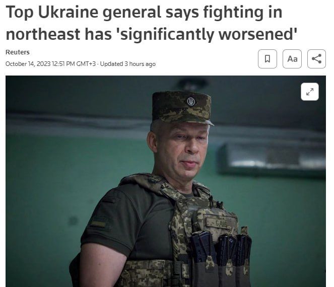 Командующий Сухопутными войсками Украины Сырский признал, что бои возле Купянска «значительно обострились» в последние дни, об этом пишет Reuters