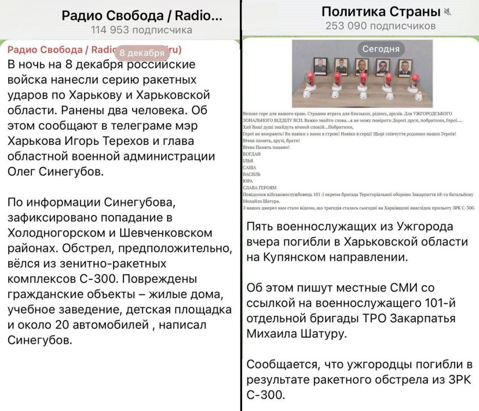 Новости нашего городка. Сообщение укроСМИ от 8 декабря: "Россияне ударили в Харьковской области ракетами С-300 по гражданским объектам: жилым домам, детской площадке, школе"