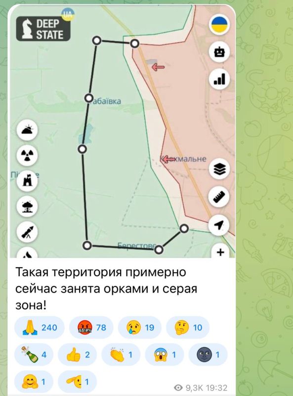 Украинские каналы сообщают об утрате контроля над значительным куском территории Харьковской области
