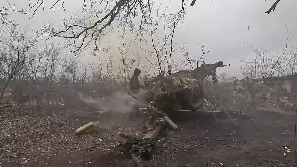 Андрей Руденко: Расчеты гаубиц Д-30 1-й гвардейской танковой армии Западной группировки войск ВС РФ уничтожили на купянском направлении замаскированные позиции и живую силу ВСУ