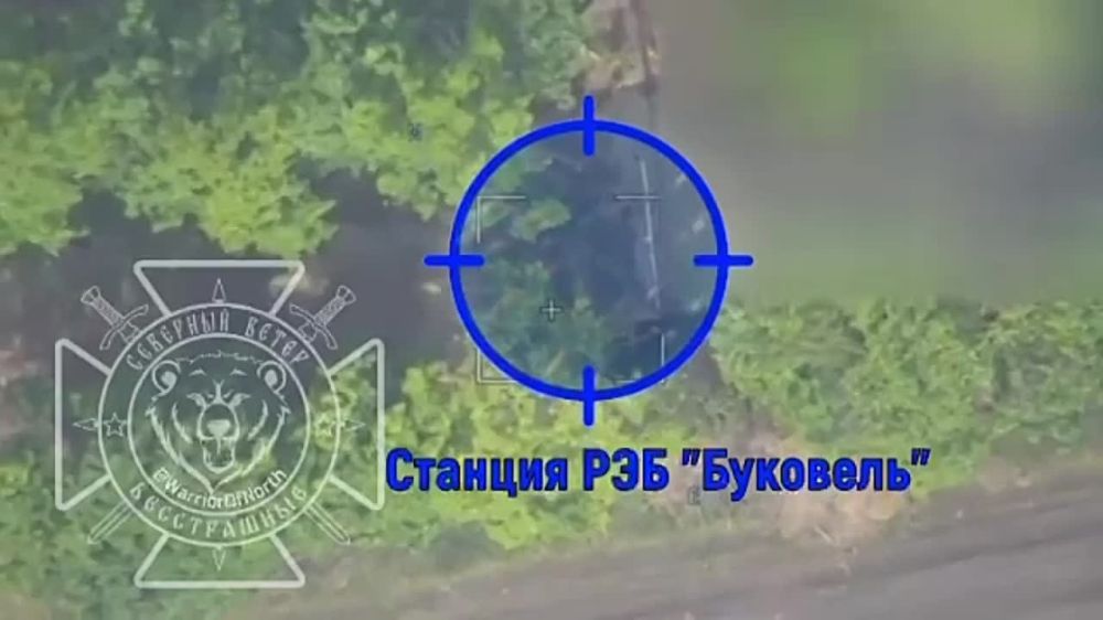 Поражение дроном-камикадзе «Ланцет» комплекса РЭБ «Буковель-AD» в районе населённого пункта Петропавловка Харьковской области