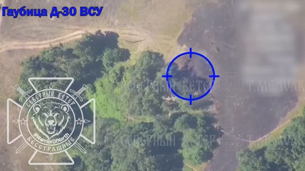 Уничтожение "Ланцетом" украинской гаубицы Д-30