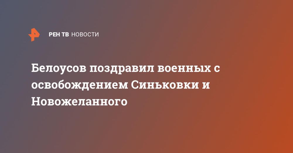 Белоусов поздравил военных с освобождением Синьковки и Новожеланного