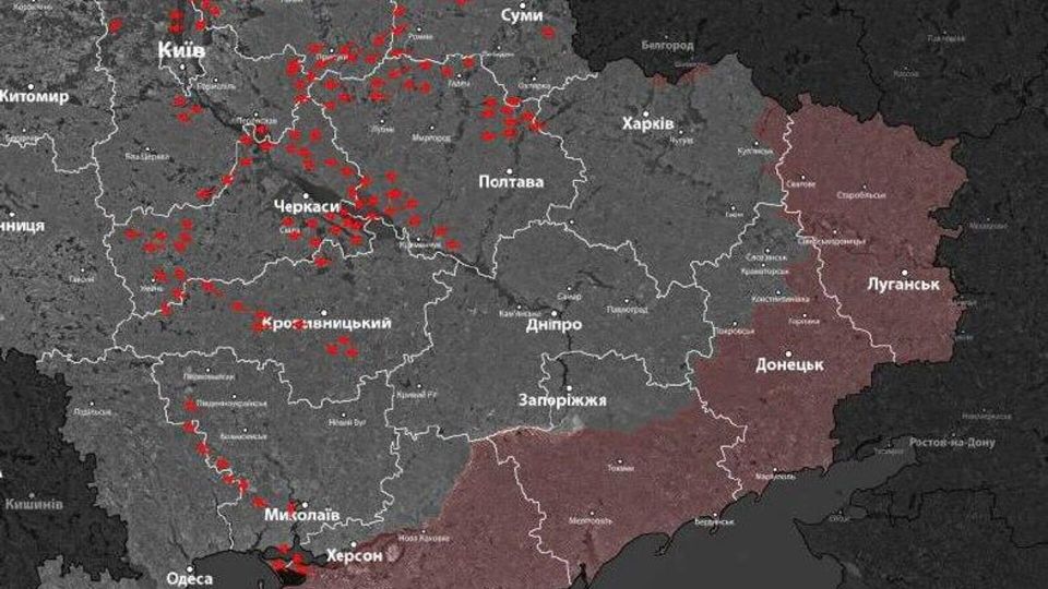 Украинские мониторинговые каналы опубликовали карту пролета "Гераней"