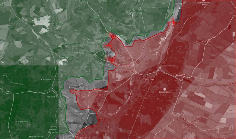 «На Купянском направлении российские войска продвинулись западнее Двуречной, потеснив ВСУ из лесов у Кутьковки