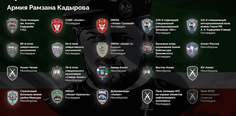 В Сети сделали инфографику с разными подразделениями с именем «Ахмат» и объяснили разницу между ними