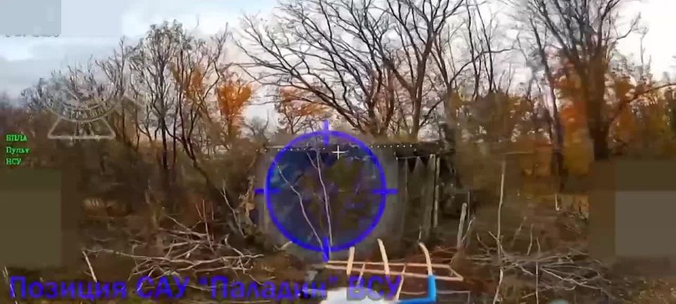 Уничтожение замаскированной украинской САУ несколькими дронами в Харьковской области