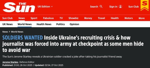 Британские журналисты The Sun не добрались до Донбасса, потому что по пути украинские военные потеряли из-за мобилизации своего коллегу и переводчика