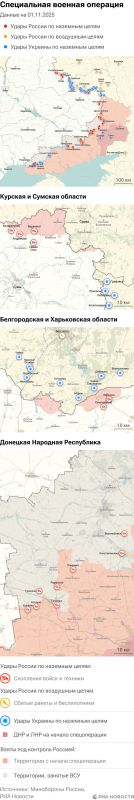 Карта спецоперации Вооруженных сил России на Украине на 01.11.2025