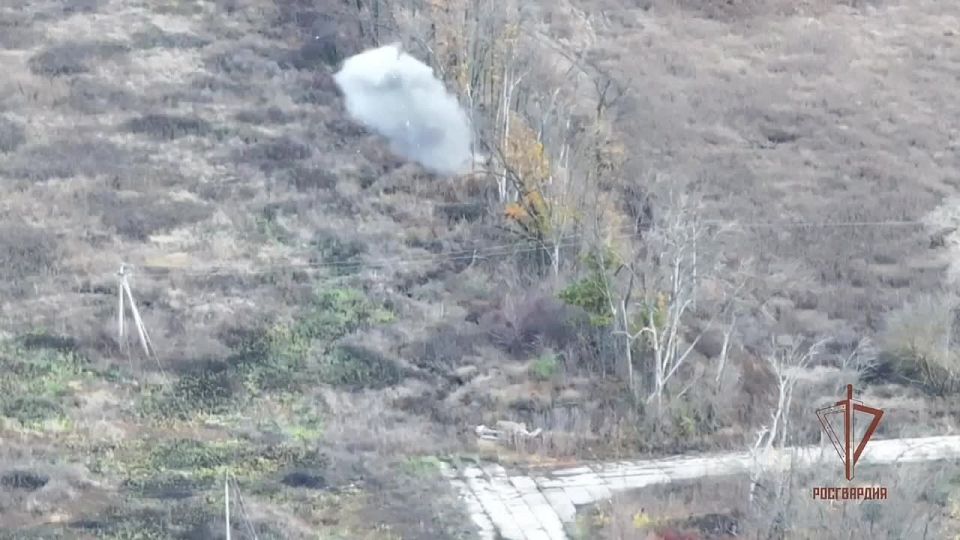 Операторы БПЛА «стальной» бригады Росгвардии уничтожили замаскированный блиндаж ВСУ на харьковском направлении