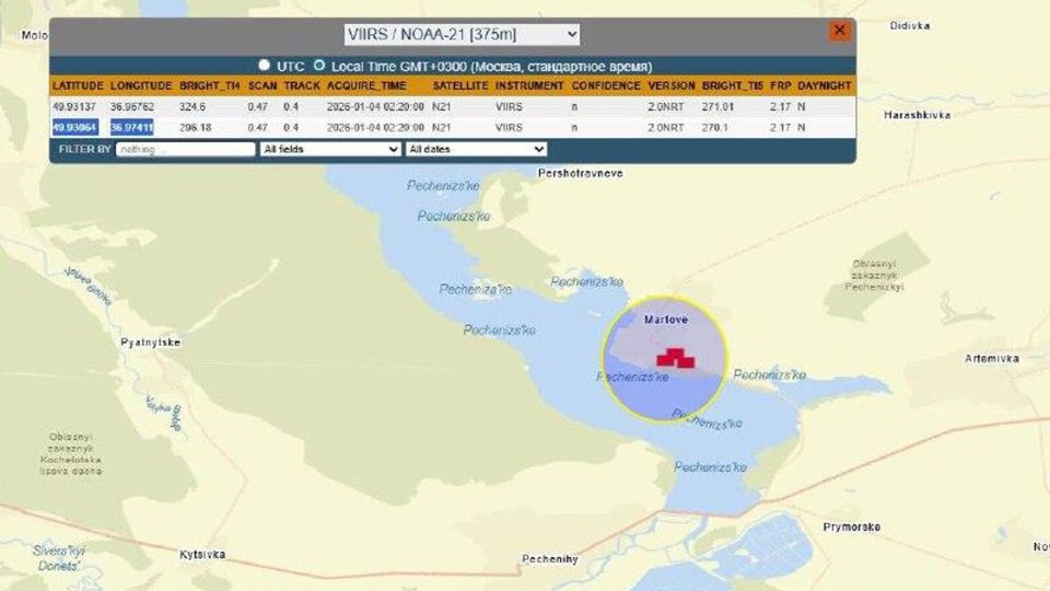 По данным FIRMS вот в этом районе в окрестностях Мартово Харьковской области несколько тепловых меток после ударов Гераней. Геолокация: 49.93064 36.97411. В этом лесу куча ПВД ВСУ, сообщает канал «Хроники Гераней»