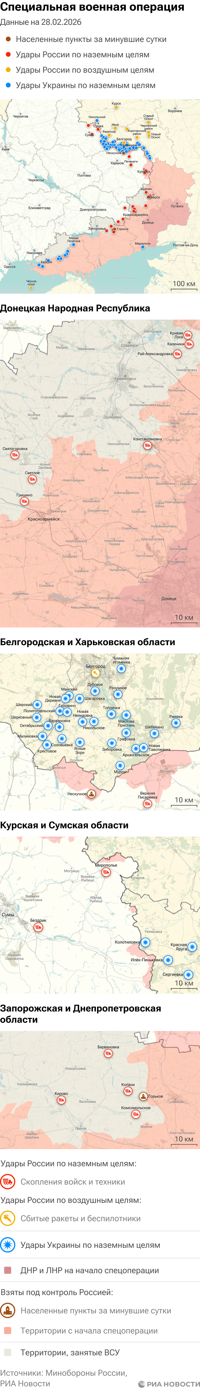 Карта спецоперации Вооруженных сил России на Украине на 28.02.2026