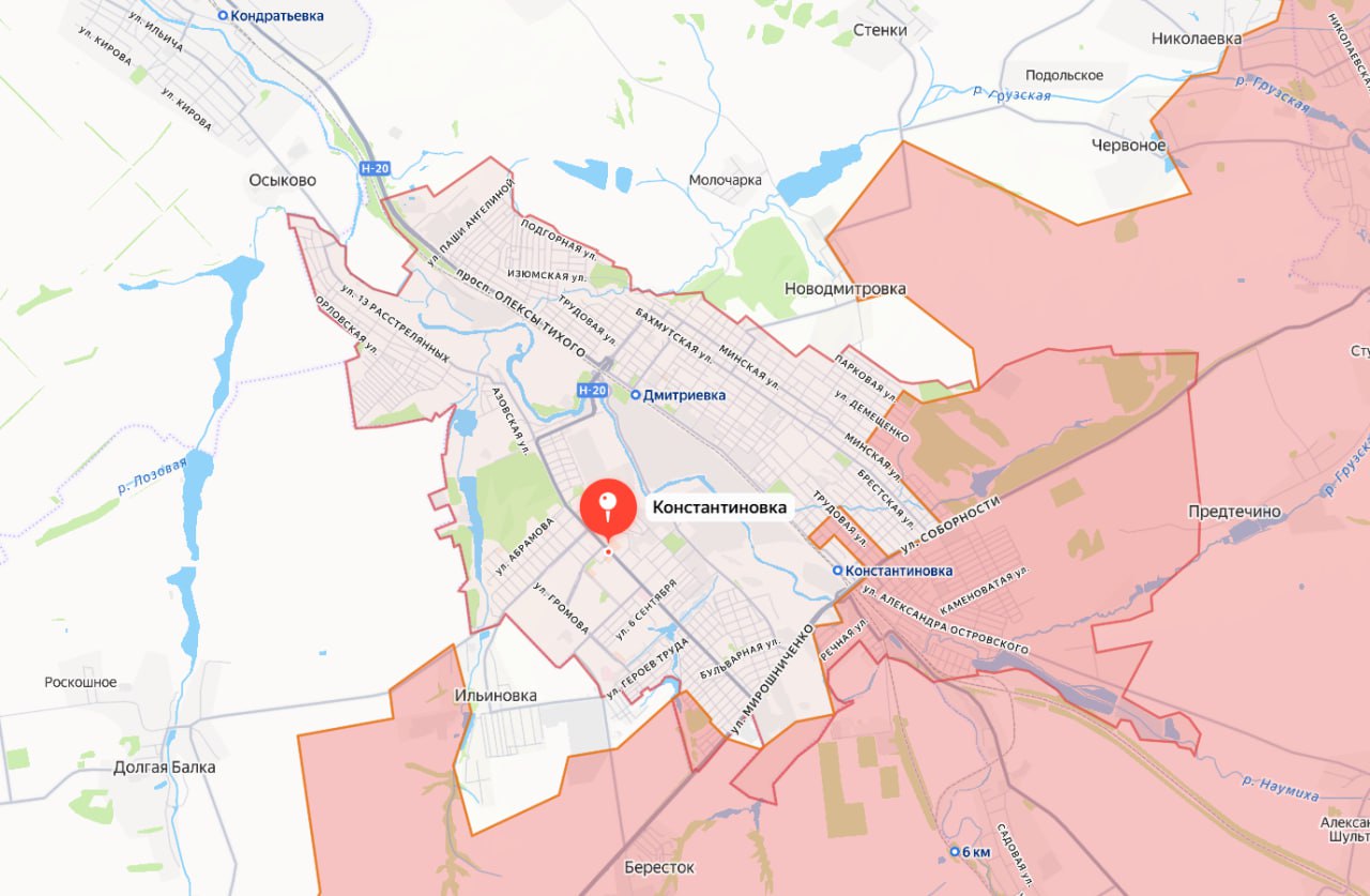 Так выглядит более половины взятой Константиновки и Лимана на публичных картах, о чем заявил начальник Генштаба ВС РФ Валерий Герасимов