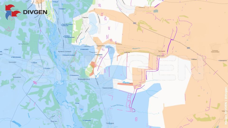 Купянское направление. Как-то так примерно выглядит ЛБС в районе н.п. Ковшаровка на карте от DIVGEN